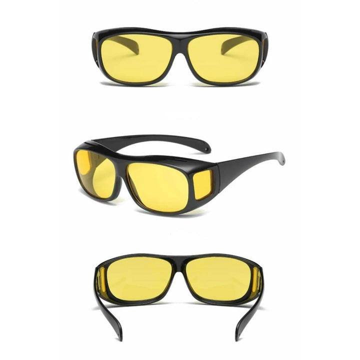 Komfortable Unisex Fahrbrille mit Anti-Blend-Funktion, gelbe Linsen für klare Nachtsicht und UV-Schutz.