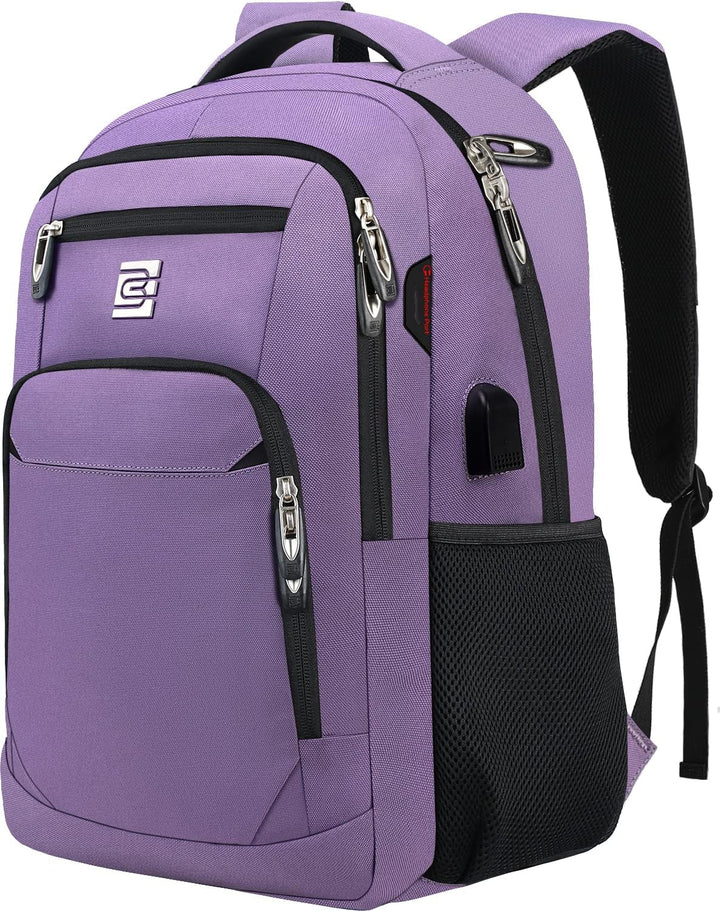 Gepolsterter Laptop-Rucksack, wasserabweisend, Anti-Diebstahl, USB-Ladeanschluss für Geschäftsreisen.