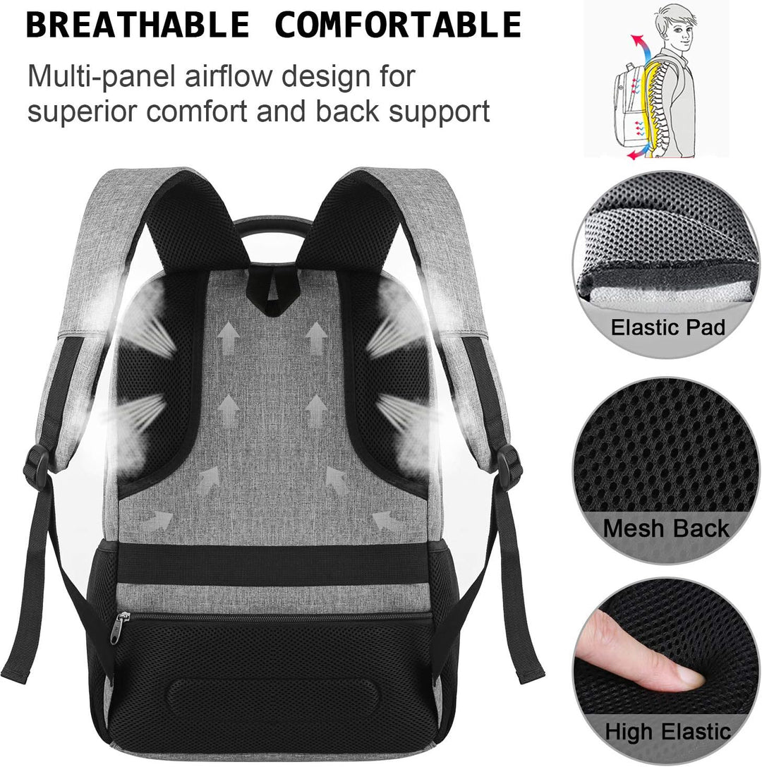 Funktionaler Unisex-Rucksack: Anti-Diebstahl, USB-Ladeanschluss, Laptop- und Reisetauglich.
