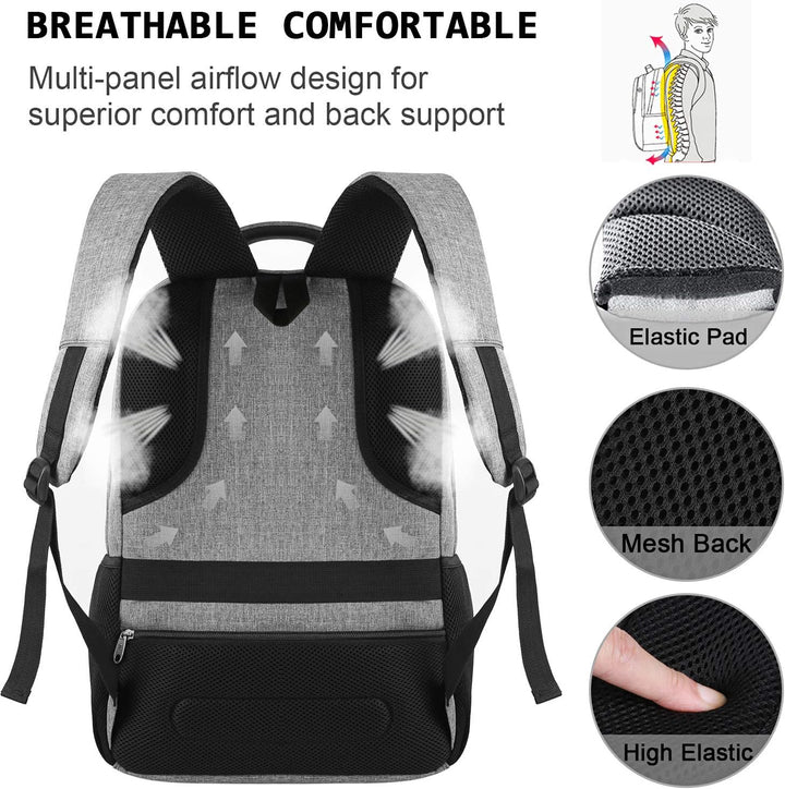 Funktionaler Unisex-Rucksack: Anti-Diebstahl, USB-Ladeanschluss, Laptop- und Reisetauglich.