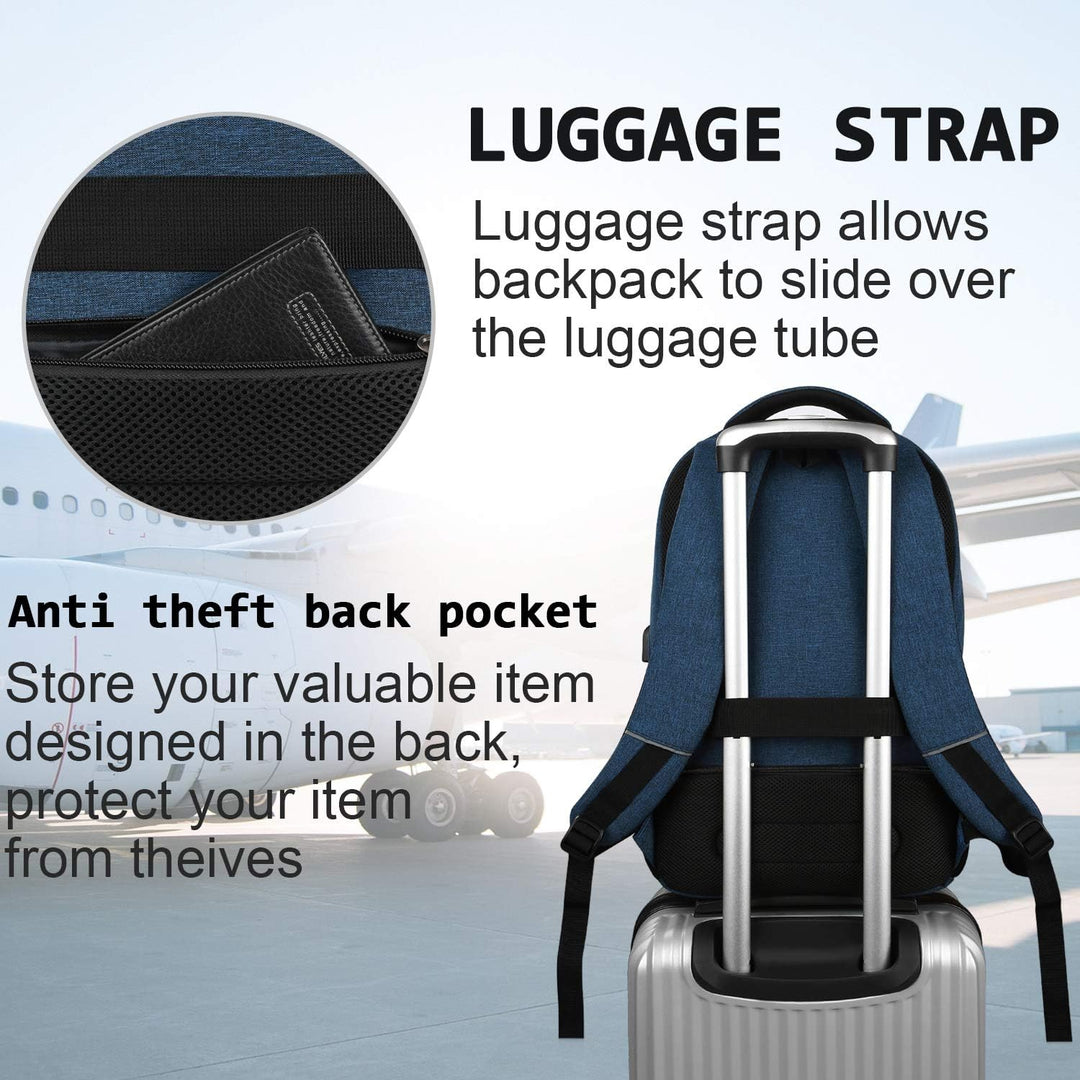 Sicherer Schulrucksack mit Laptopfach, Anti-Diebstahl-Design und USB-Ladefunktion für Studenten.