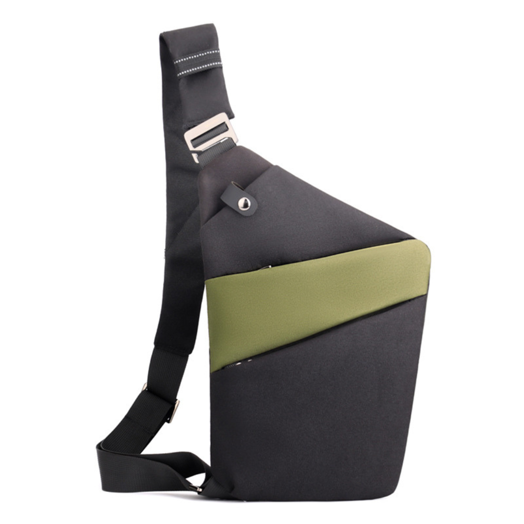 Graue Unisex Anti-Diebstahl Umhängetasche. Vielseitig nutzbar als stilvolle Crossbody-Tasche für Herren.