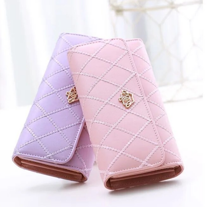 Praktische Unisex Argyle Geldbörse, Dreifach-Design mit stilvollem Kronen-Detail; Alltags-Accessoire.