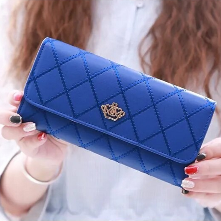 Modisches Portemonnaie, Unisex Argyle Dreifach-Geldbörse mit Kronen-Akzent; funktional & chic.