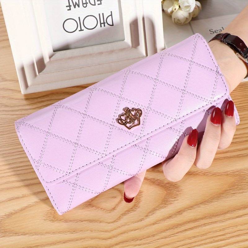 Farbenfrohe Argyle Unisex Geldbörse, praktische Dreifach-Clutch mit edlem Kronen-Detail.