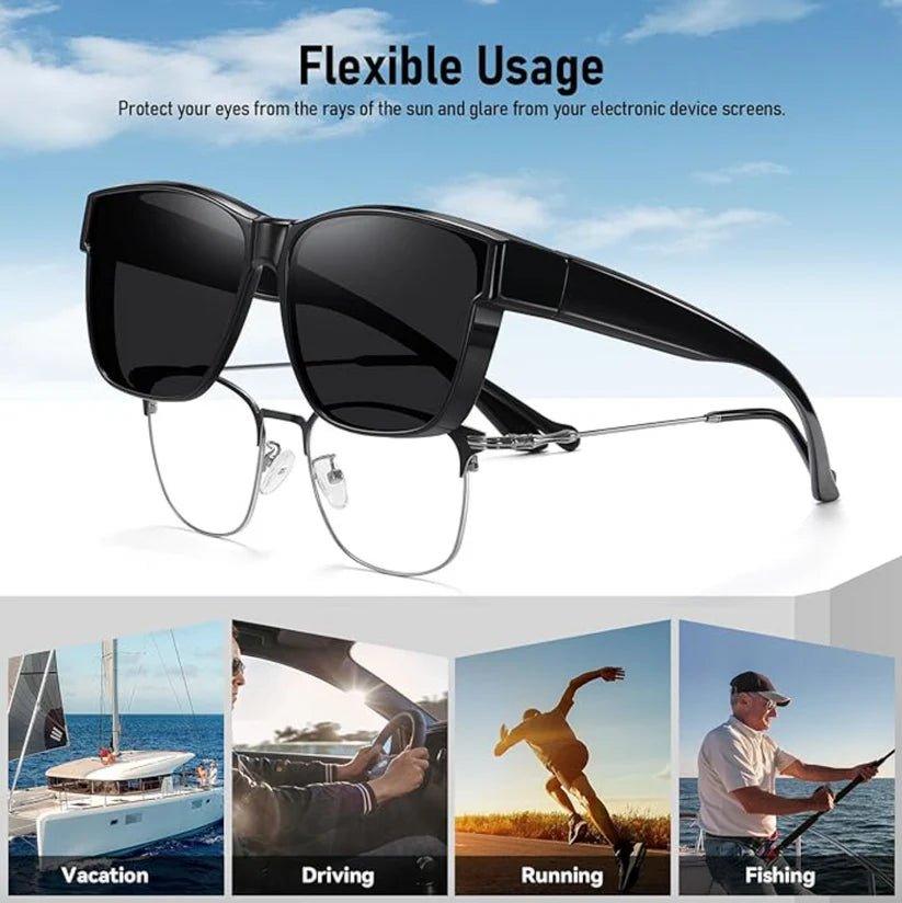 Leichte polarisierte Aufsteck-Sonnenbrille bietet umfassenden UV-Sonnenschutz für jede Brille.