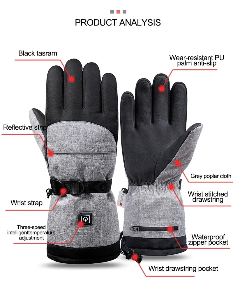Warme Unisex-Winterhandschuhe elektrisch beheizbar, winddicht & wasserdicht. Perfektes Geschenk für kalte Hände.