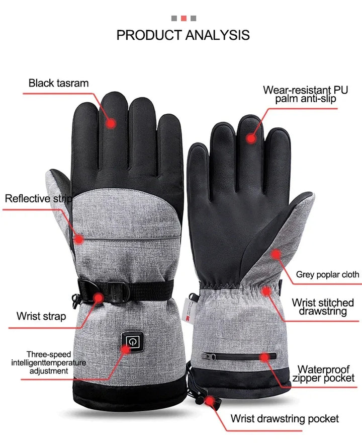 Warme Unisex-Winterhandschuhe elektrisch beheizbar, winddicht & wasserdicht. Perfektes Geschenk für kalte Hände.