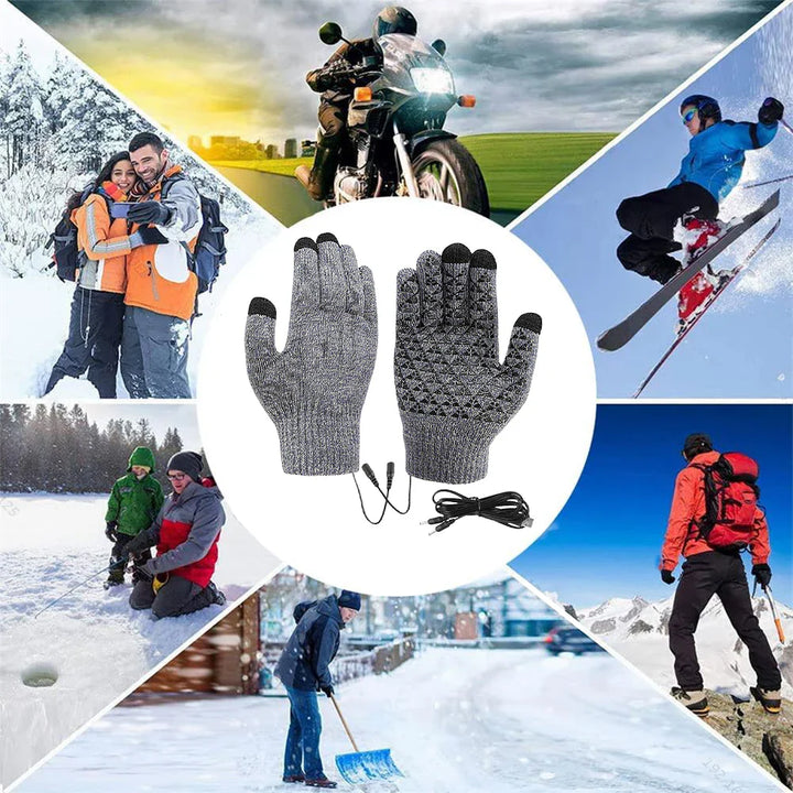 Thermo beheizbare Handschuhe, unisex, zum Radfahren. Rutschfest, USB-Ladefunktion, hält Hände im Winter warm.