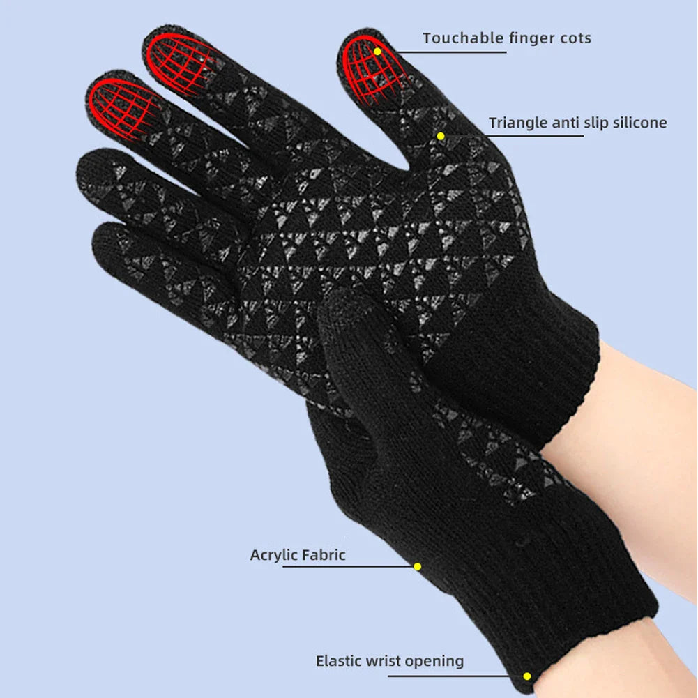 Komfortable beheizbare Thermohandschuhe in Grau/Schwarz mit Touchscreen & rutschfester Handfläche, unisex.