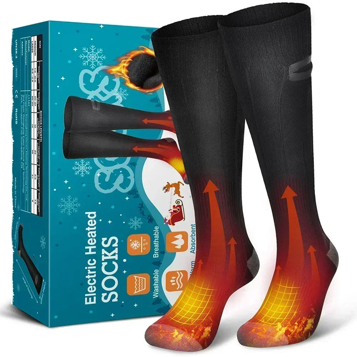 Unisex beheizte Socken mit Powerbank & 3 Heizstufen für warme Füße im Winter. Ideal für Outdoor & Reisen.