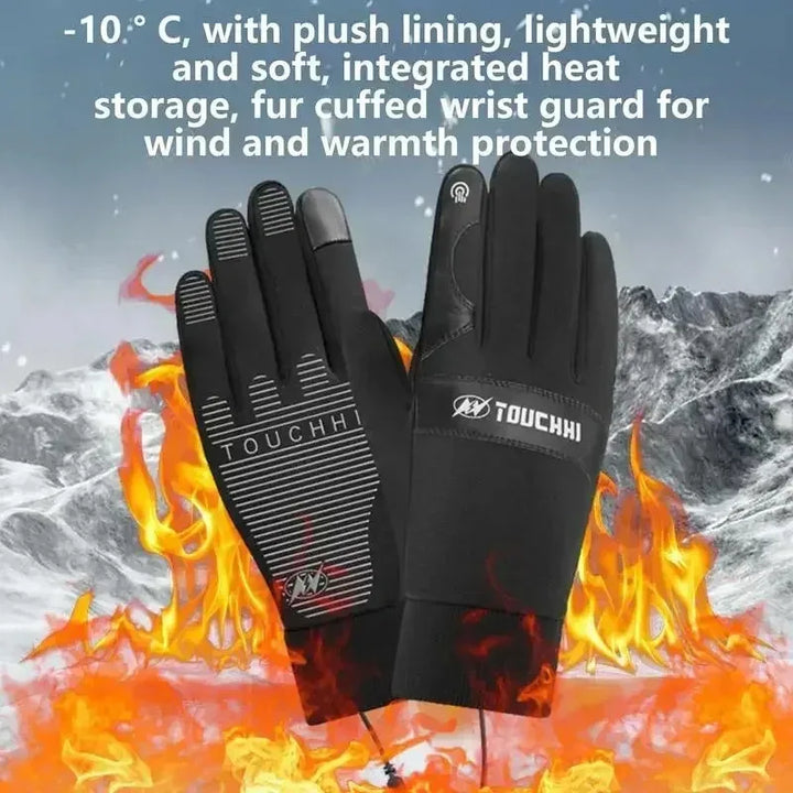 Schwarze unisex Touchscreen-Winterhandschuhe, beheizt & wasserdicht, ideal für Smartphone-Nutzung im Winter.