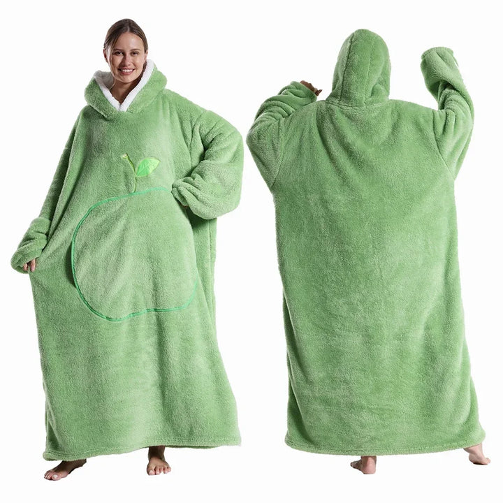 Warme Unisex Übergröße Kapuzendecke aus flauschigem Sherpa-Flanell mit Ärmeln für den Winter.