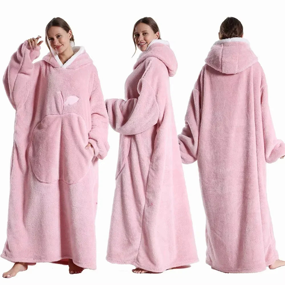 Weiche, warme Flanell-Sherpa Übergröße Kapuzendecke für Damen & Herren. Ideal als gemütliche Homewear.