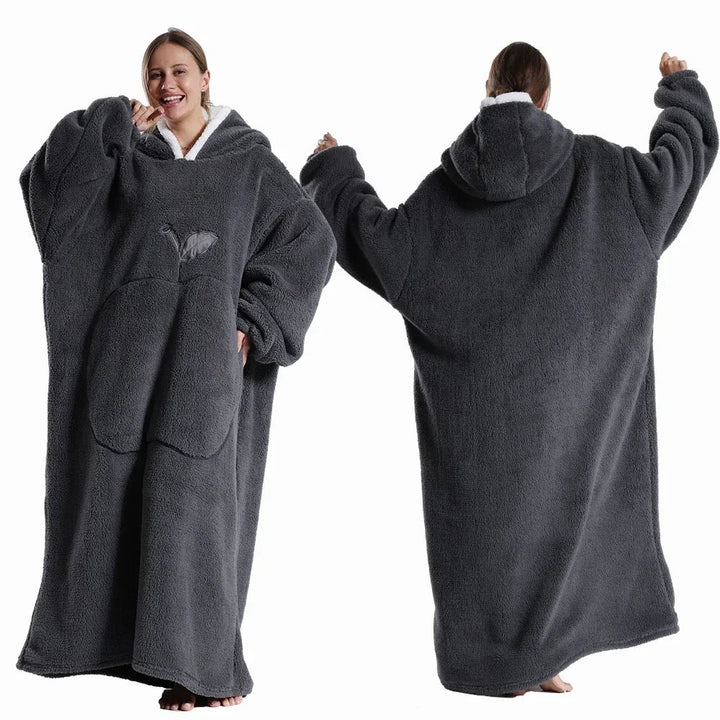 Warme Sherpa Kapuzendecke mit Ärmeln, unisex Design, superweich für kuschelige Wintertage und Homewear.