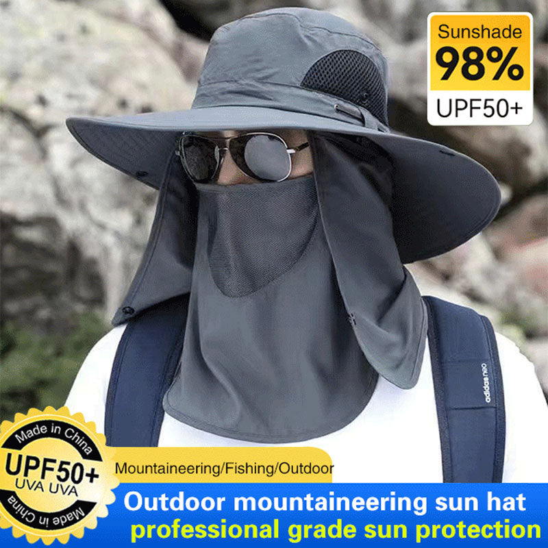 Unisex Sonnenhut für Bergsteiger mit abnehmbarer Gesichtsmaske, UV-Schutz für Trekking & Camping.