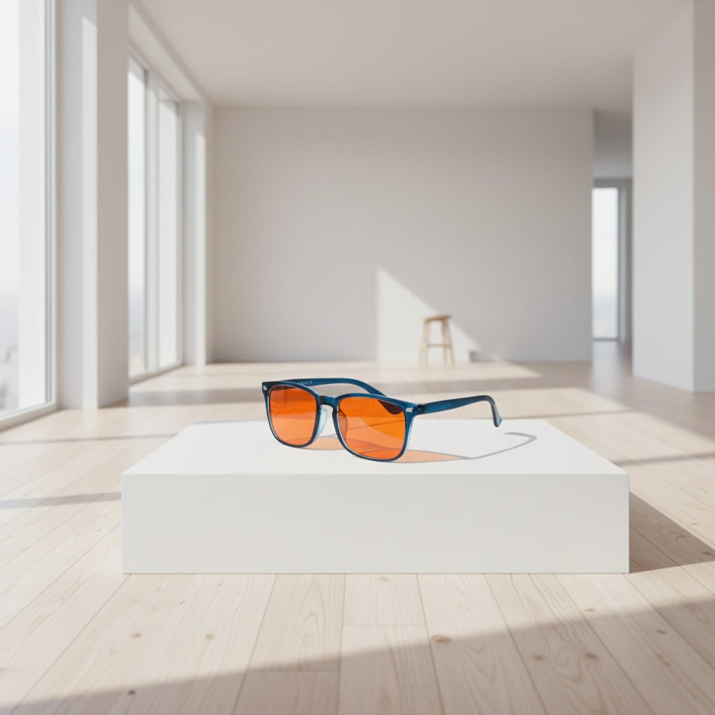 Rote Blaulichtfilter-Brille Unisex für Abendgebrauch; schützt Augen & unterstützt Melatoninproduktion.