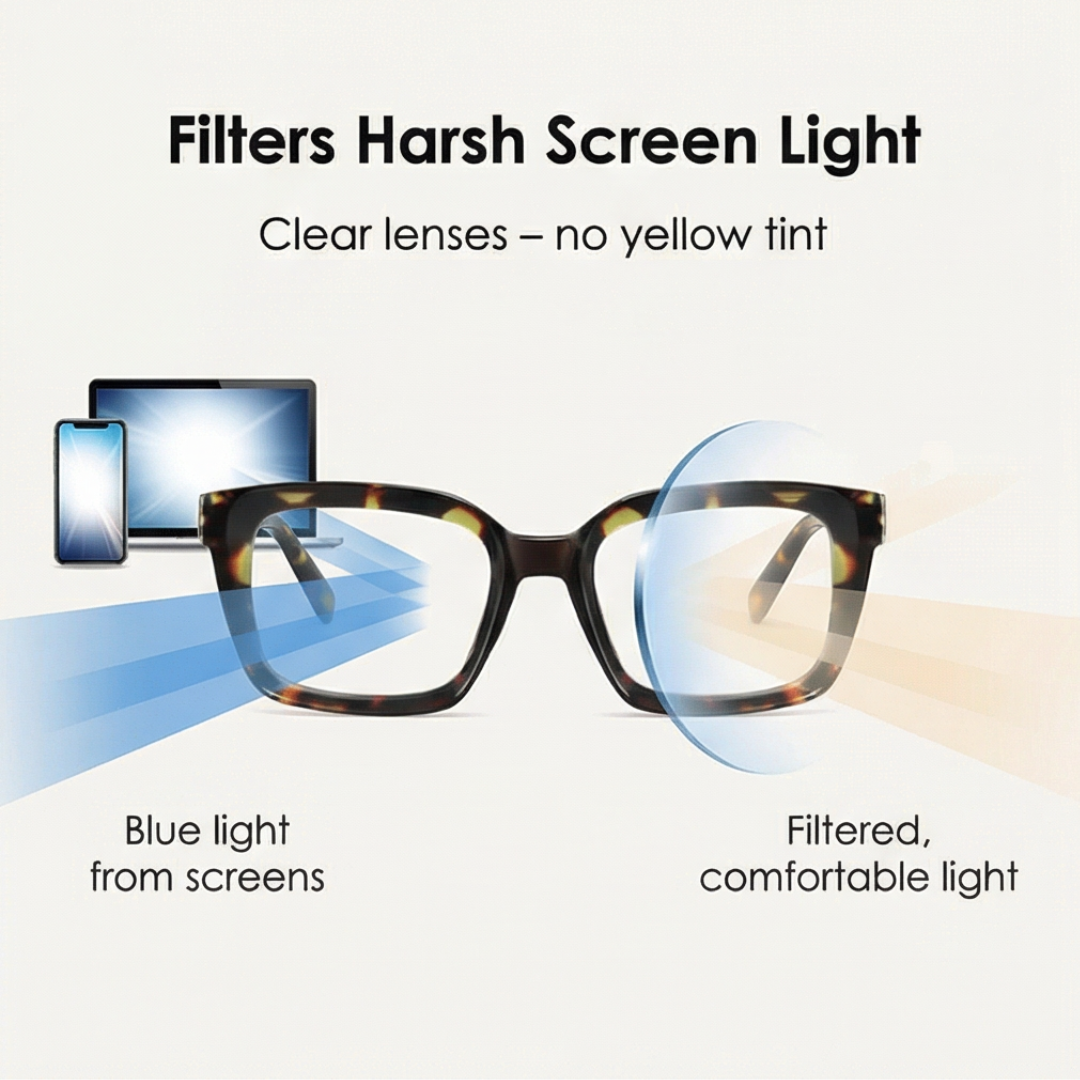 Unisex Blaulichtfilter-Bildschirmbrille, klare Gläser, Federscharniere; perfekter Sehkomfort.