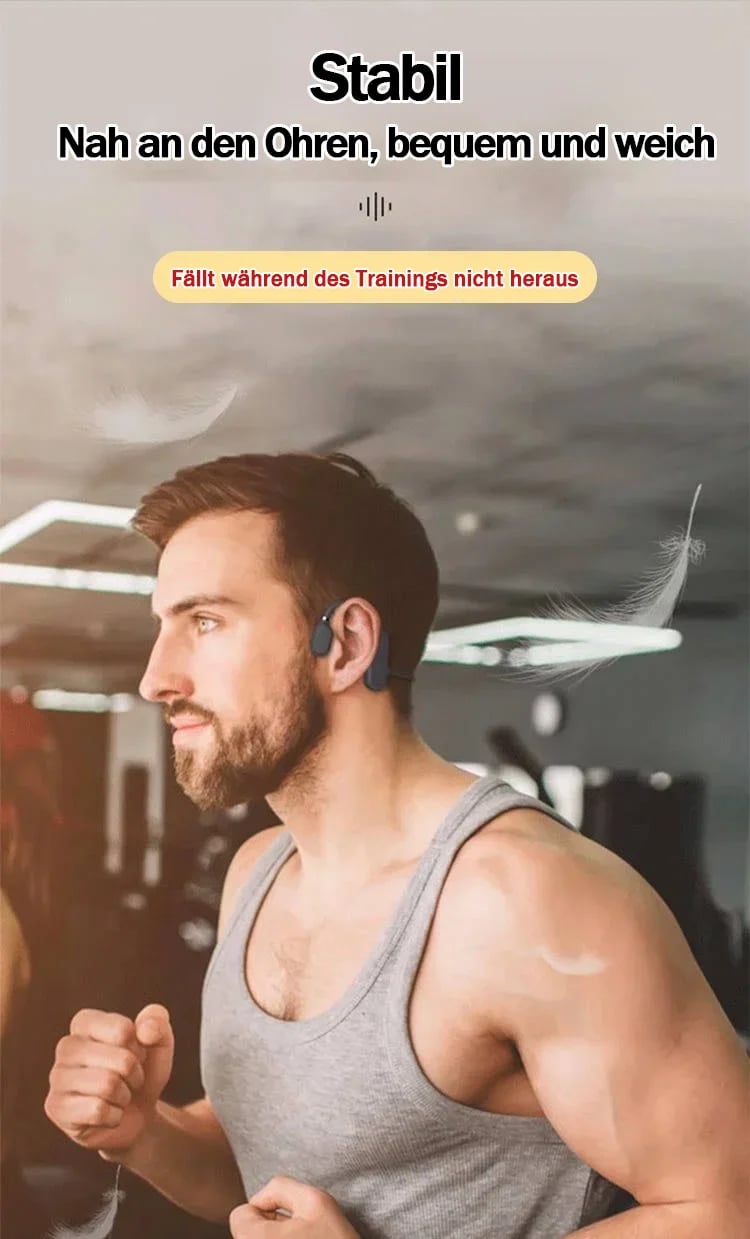 Outdoor Bluetooth Headset, offenes Ohr Design, ideal für Radfahren und Laufen.