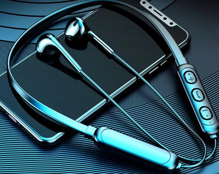 Unisex Bluetooth-Ohrhörer Pro mit Nackenbügel für kabellosen Musikgenuss; In-Ear Kopfhörer, schwarz, ergonomisches Design.