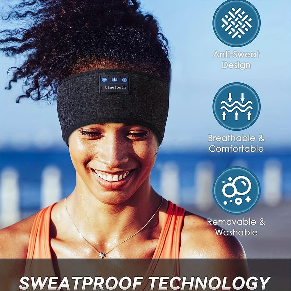 Atmungsaktive Bluetooth Schlafhilfe-Kopfhörer, kabellos und komfortabel, für Meditation oder entspanntes Einschlafen.