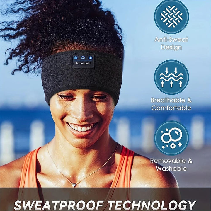 Atmungsaktive Bluetooth Schlafhilfe-Kopfhörer, kabellos und komfortabel, für Meditation oder entspanntes Einschlafen.