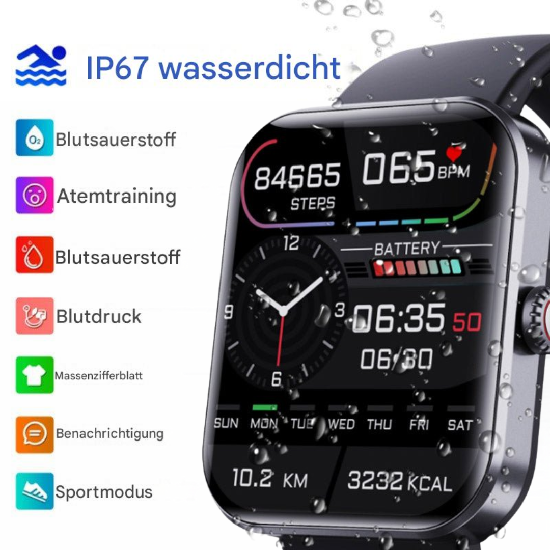 Verpackung der schmerzfreien Blutzucker-Smartwatch, sicher verpackter Gesundheitsmonitor.