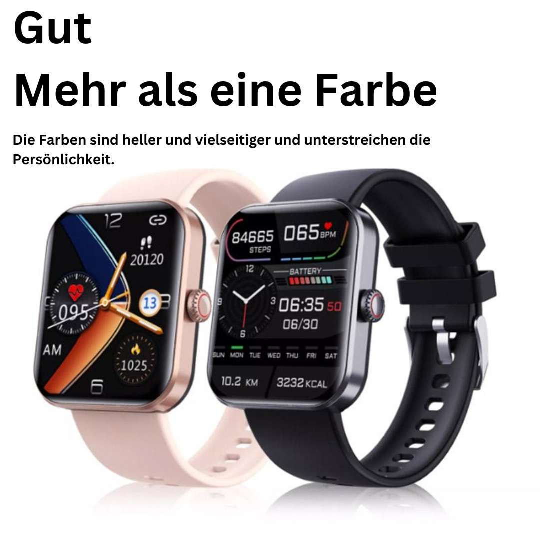 Multifunktionale Gesundheits-Smartwatch zeigt Blutzucker, Herzfrequenz, Blutdruck auf einem Blick.