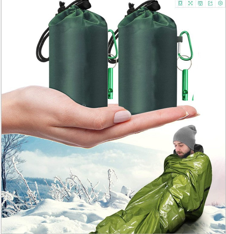 Praktischer Thermoschlafsack für Reisen, Camping & Wandern, bietet Wärme & Schutz, leicht & platzsparend.