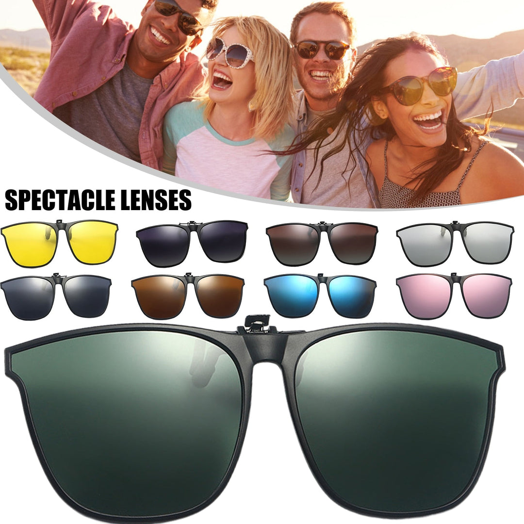 Unisex Clip-on Sonnenbrille mit polarisiertem UV-Schutz. Praktischer Brillenaufsatz für Blendschutz & klare Sicht.