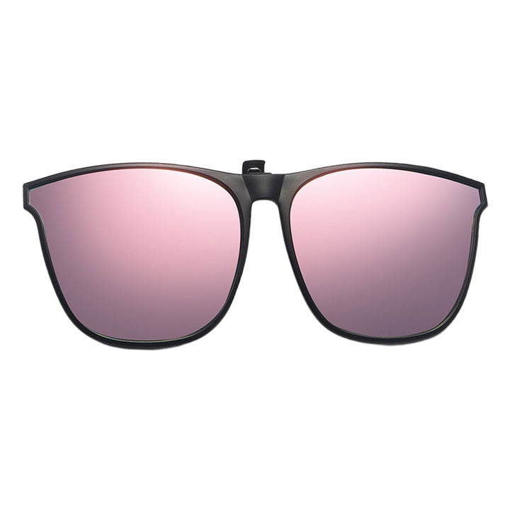 Nahaufnahme: Clip-on Sonnenbrille mit polarisierten Gläsern, bereit als Brillenaufsatz für effektiven UV-Schutz.