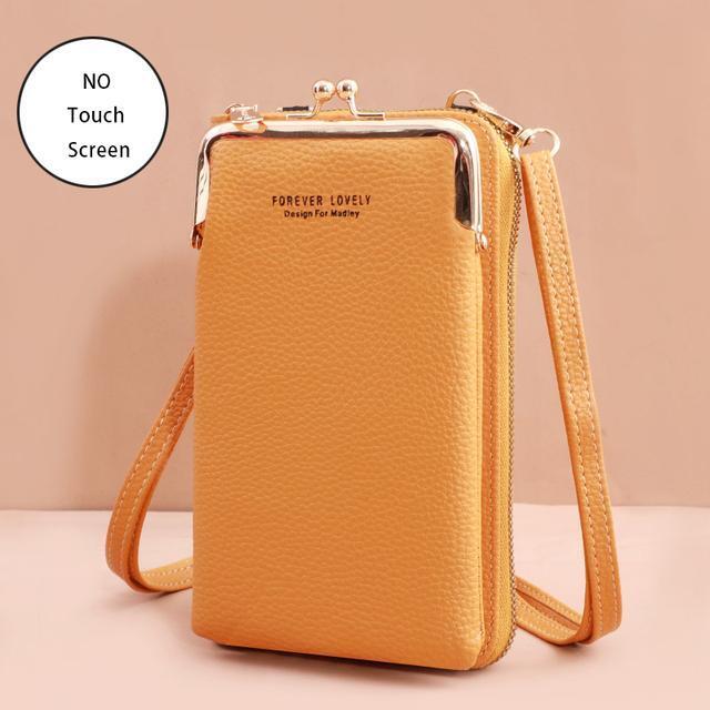 Innenansicht der Crossbody Tasche, zeigt die praktischen Kartensteckplätze & das Handyfach.