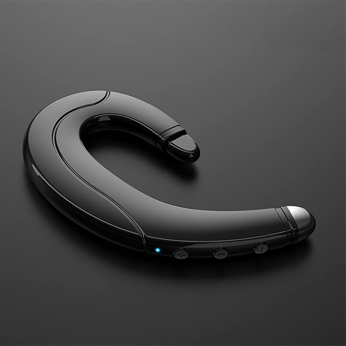 Person trägt drahtloses Knochenleitungs-Headset für Pendeln & Alltag; sicheres Hören mit offenem Ohr.