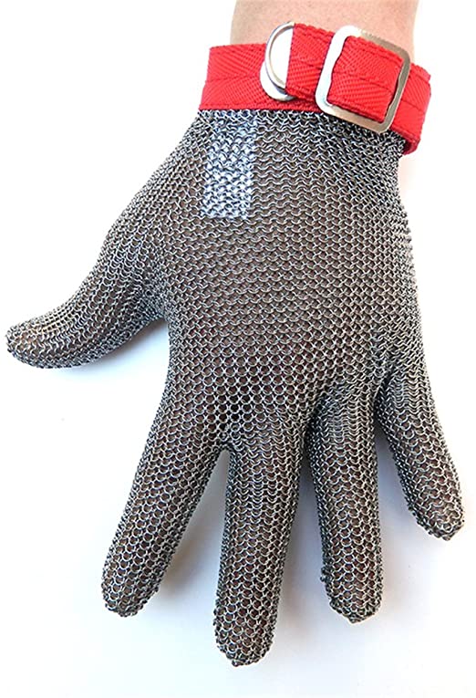 Robuster Arbeitshandschuh aus Edelstahl für Schutz bei Garten- & Werkstattarbeiten, schnittfest, Unisex.