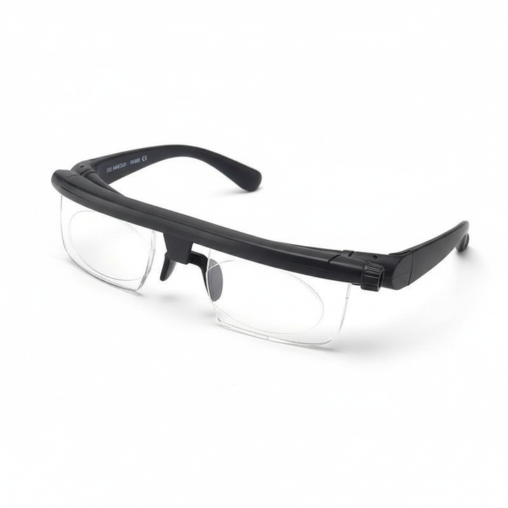 Unisex einstellbare Fokus-Brille mit variablen Dioptrien, ideal als Lese- und Fernbrille.
