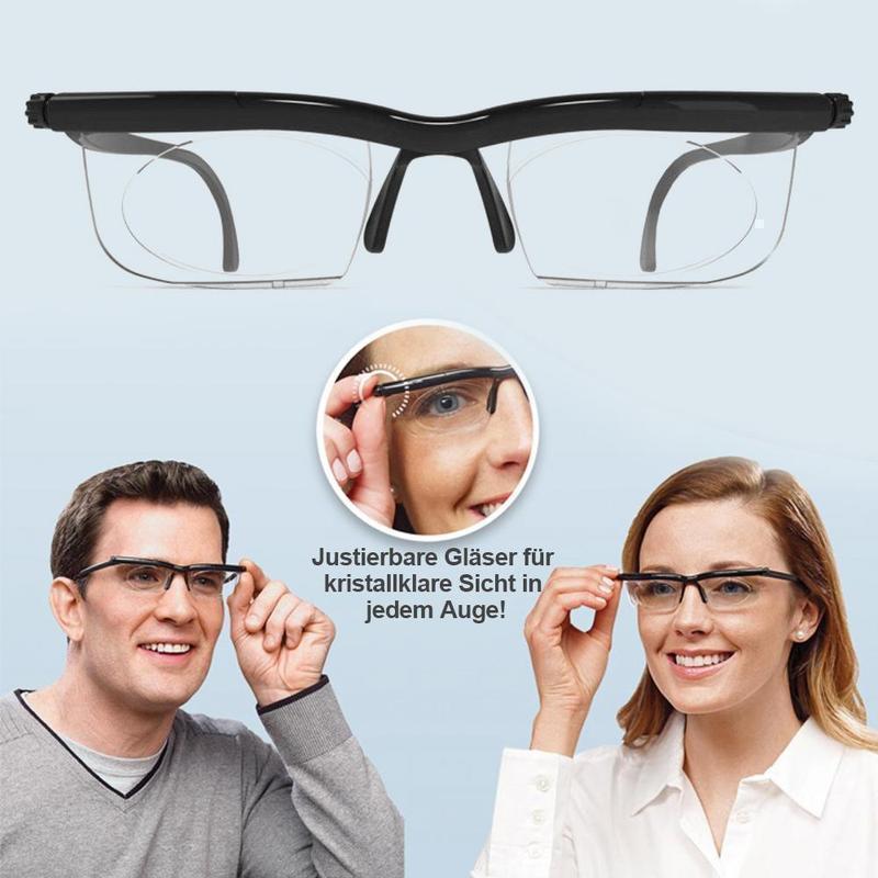 Diese einstellbare Fokusbrille bietet einen variablen Dioptrienbereich für Nah- und Fernsicht.