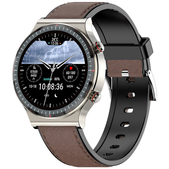 Vorderansicht der CardioTrack Smartwatch, hebt das klare Display für Gesundheitsdaten hervor.
