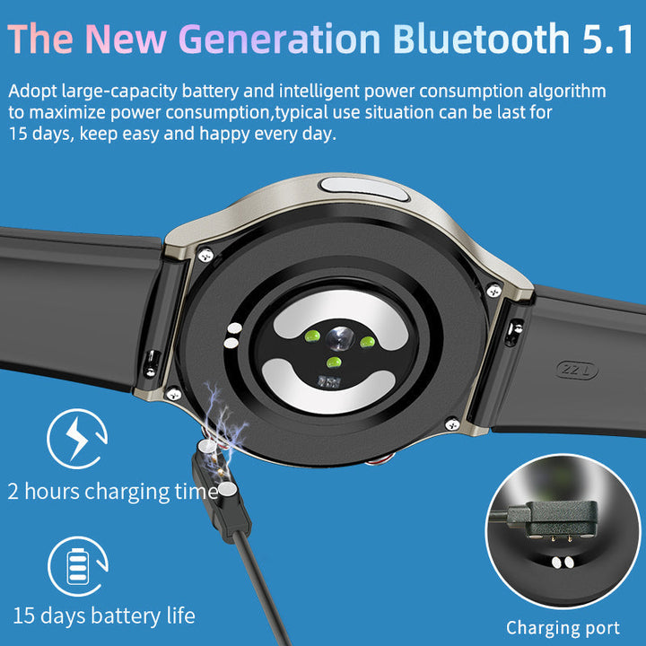 Unisex Fitness Smartwatch mit EKG-Funktion, Herzfrequenzsensor und Blutsauerstoffüberwachung für Alltag.