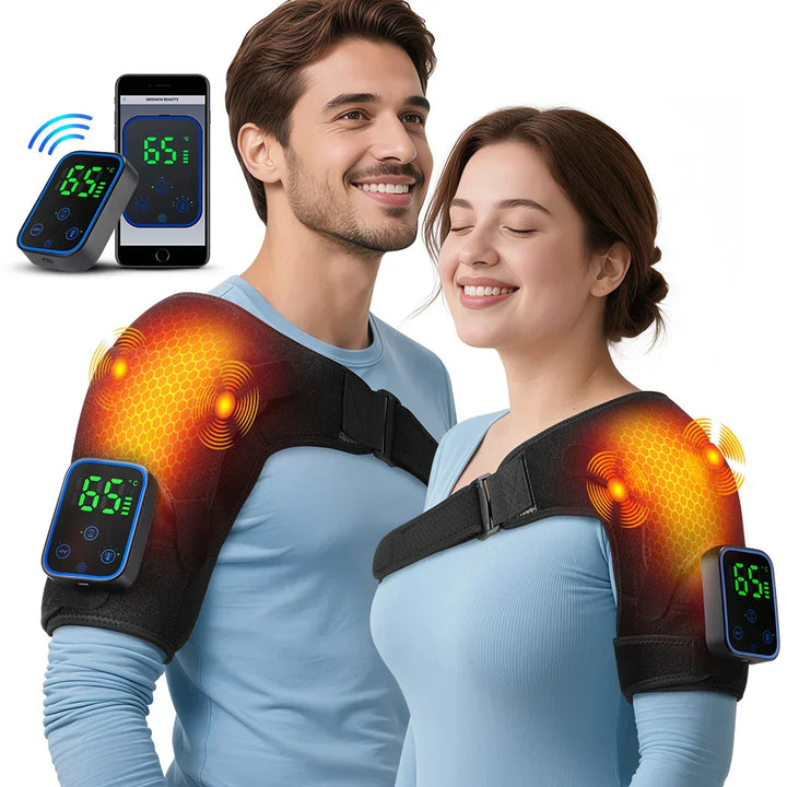 Unisex elektrischer Schulterdehner mit Wärme und Vibration für Schmerzlinderung und Muskelentspannung, App-gesteuert.
