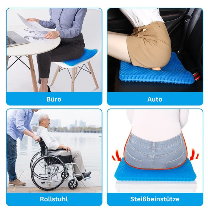 Unisex-Sitzkissen aus Gel; verbessert Sitzhaltung, reduziert Schmerzen bei langem Sitzen; für Stuhl.