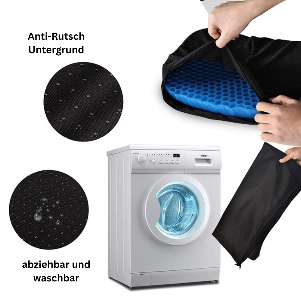 Ergonomisches Gel-Sitzkissen; Steißbein-Entlastung & Prävention von Rückenschmerzen; hoher Sitzkomfort.