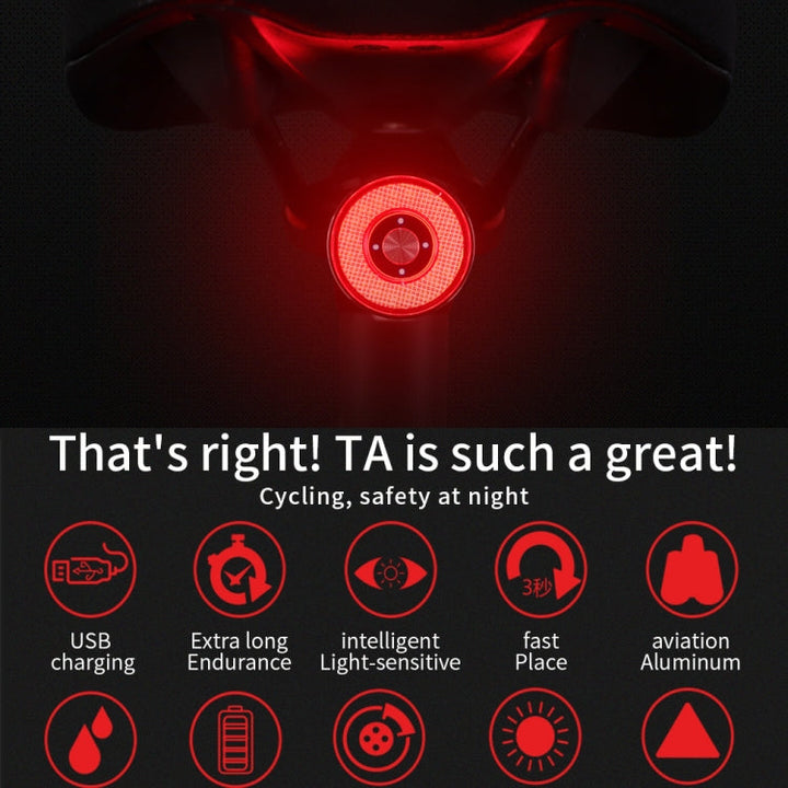 Sicheres Radfahren: Automatisches Bremslicht für Fahrräder, helles LED-Rücklicht für mehr Sicherheit.
