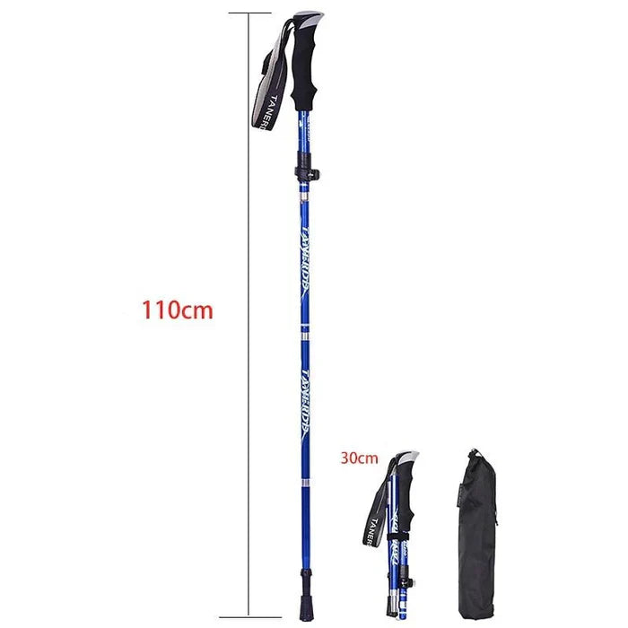 Ergonomische Trekkingstöcke, faltbar und aus Aluminium gefertigt, bieten Komfort und Stabilität beim Wandern.