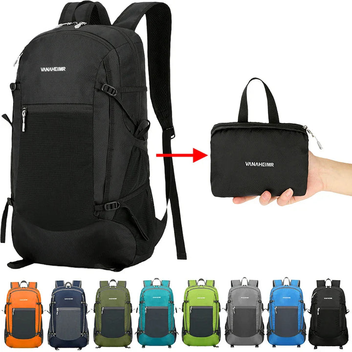 Ultraleichter Tagesrucksack, faltbar, 18L, ideal für Wanderungen und Städtetrips. Unisex-Design aus robustem Polyester.