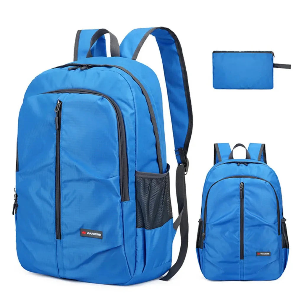 Zusammenfaltbarer 30L Rucksack, ultraleicht, wasserdicht, platzsparend für Reisen, Wandern und Camping.