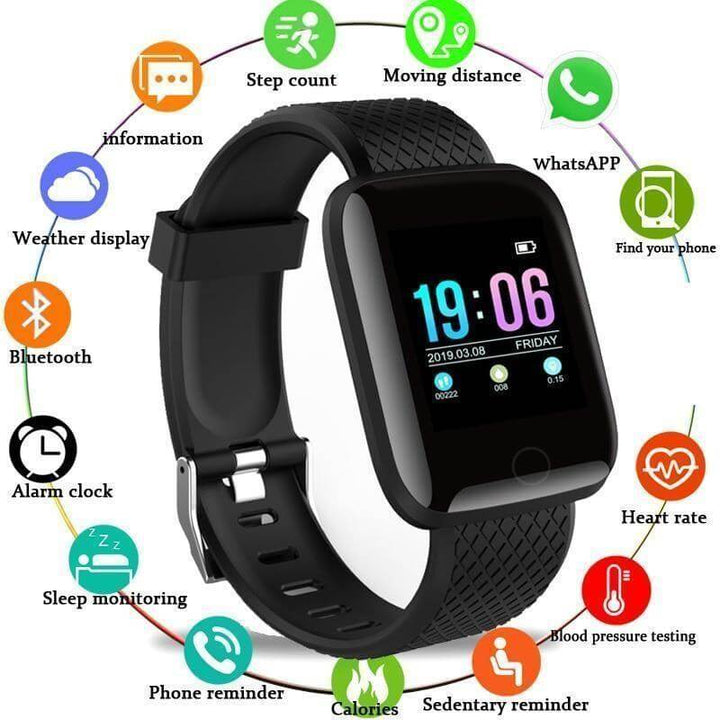 Intelligente Smartwatch misst Herzfrequenz, ideal für Sport und tägliche Aktivität, unisex Design.