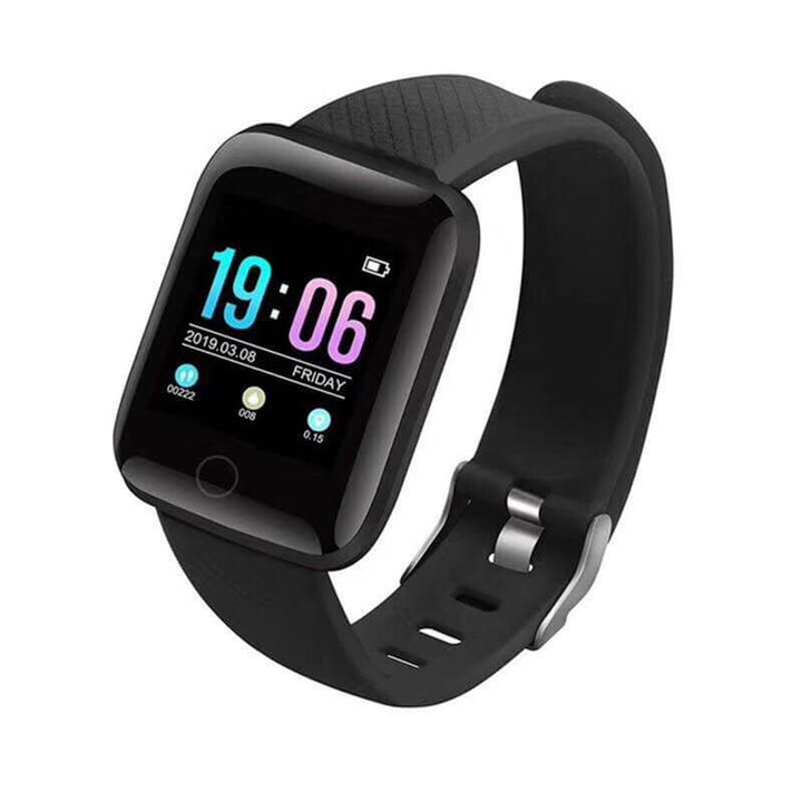 Klares Farbdisplay der Fitnessuhr zeigt Herzfrequenz, Schritte, Kalorien. Komfortables Unisex Wearable.