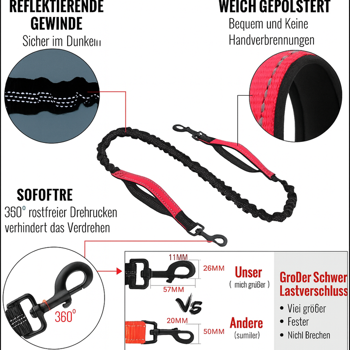 Praktisches Hundezubehör: Freihandleine mit verstellbarem Hüftgurt für Outdoor-Abenteuer.