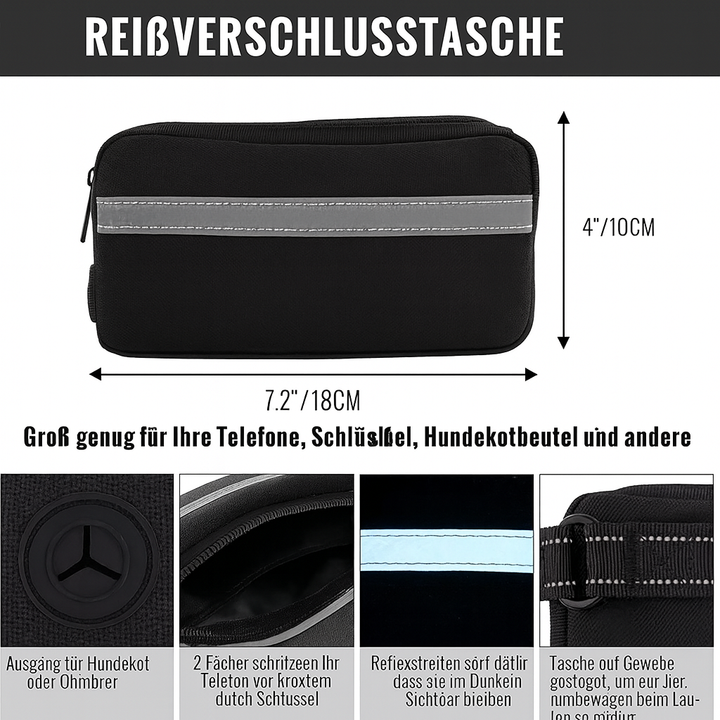 Leichte Nylon-Freihandleine mit Hüftgurt für bequemes Laufen & Gassi mit dem Hund.