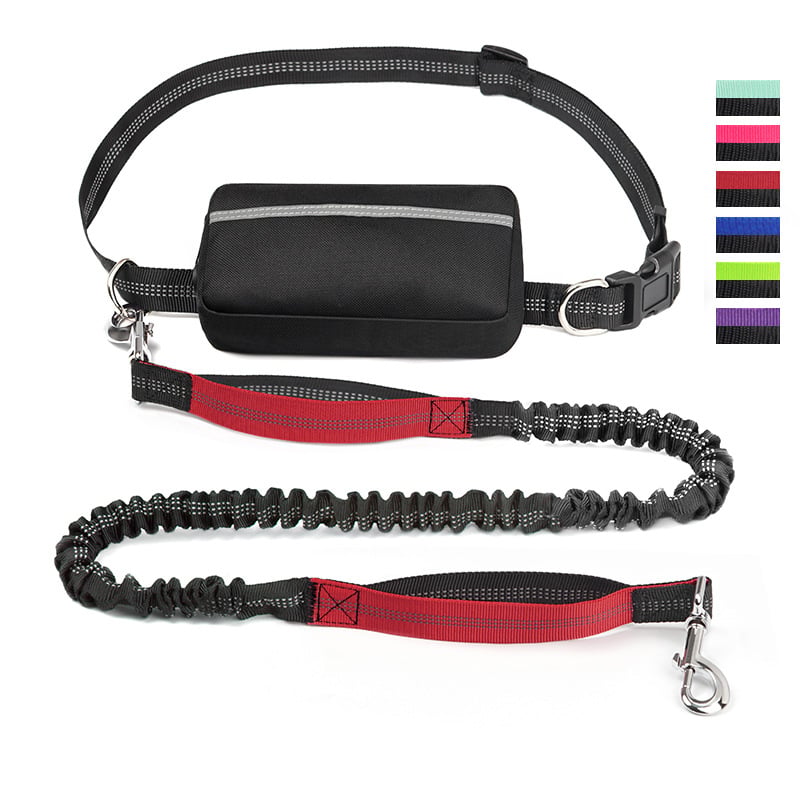 Schwarze Freihand-Hundeleine mit Bauchgurt; sicher & bequem für Hund & Halter.